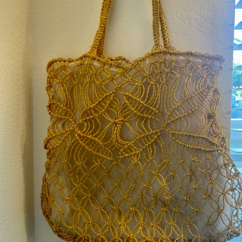 Handcrafted Yellow Crochet Tote Bag